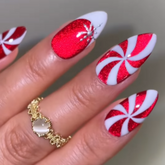 Christmas-fake-nail-red-peppermint-candy-press-on-nails-set