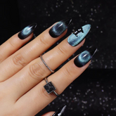 Halloween-black-cat-fake-nails-Hole-cat-eye-press-ons