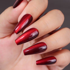 Maroon-red-medium-coffin-cat-eye-press-on-nail