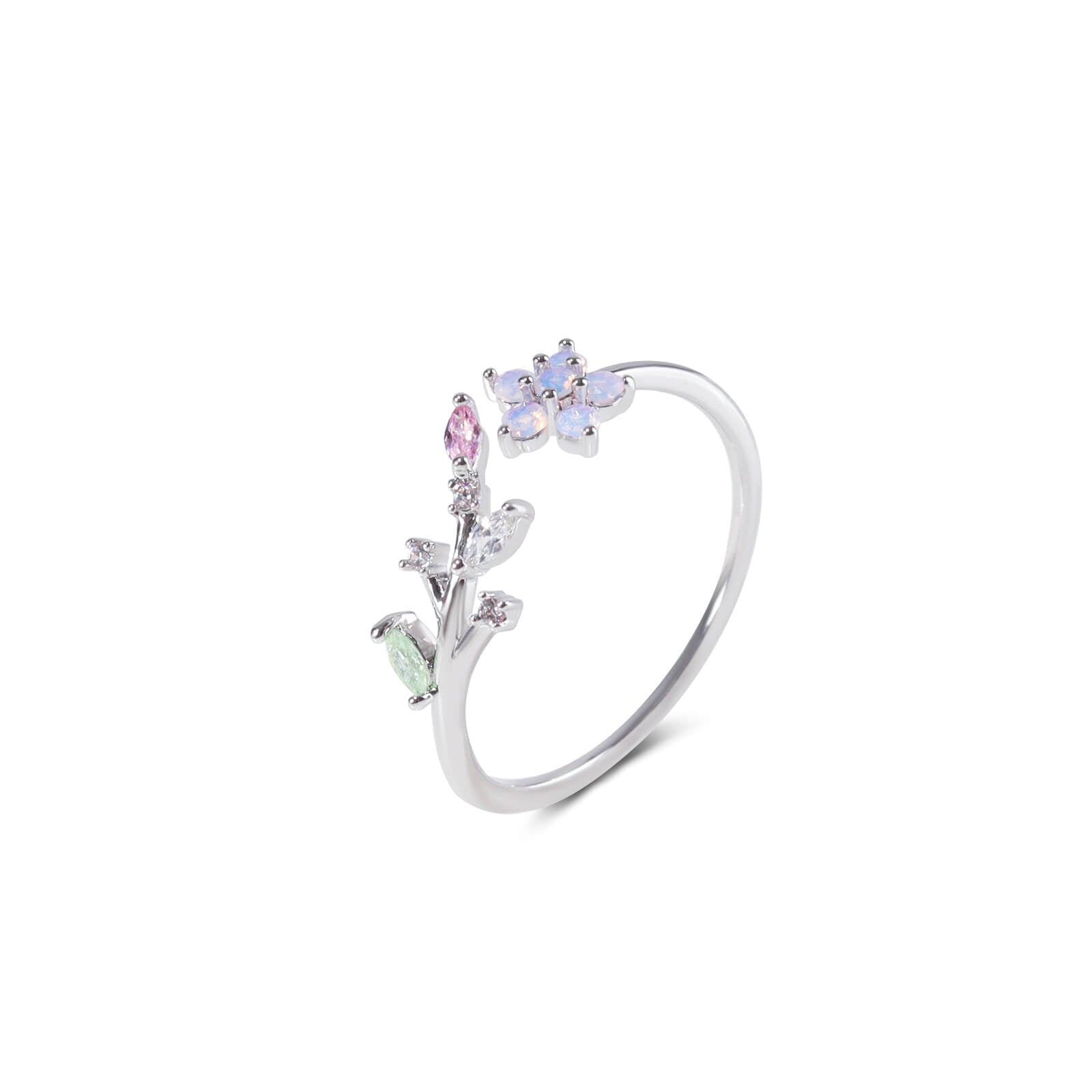 adjustable-ring-bouquet-rhinestone-open-ring-silver