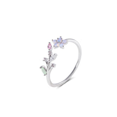 adjustable-ring-bouquet-rhinestone-open-ring-silver