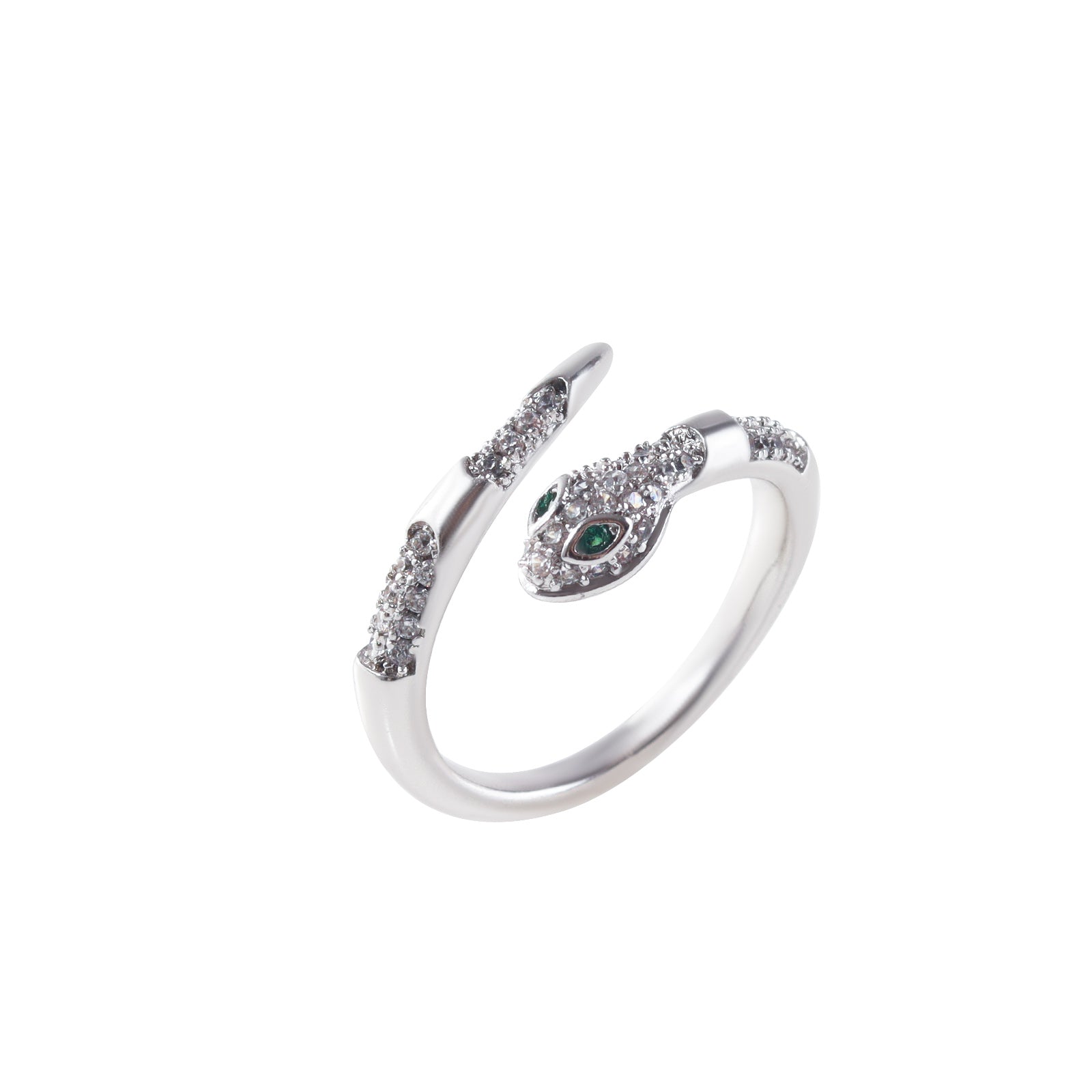 adjustable-ring-snake-rhinestone-open-ring-silver