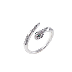 adjustable-ring-snake-rhinestone-open-ring-silver