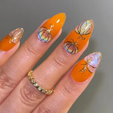 holo-pumpkin-cat-eye-press-on-nails-set