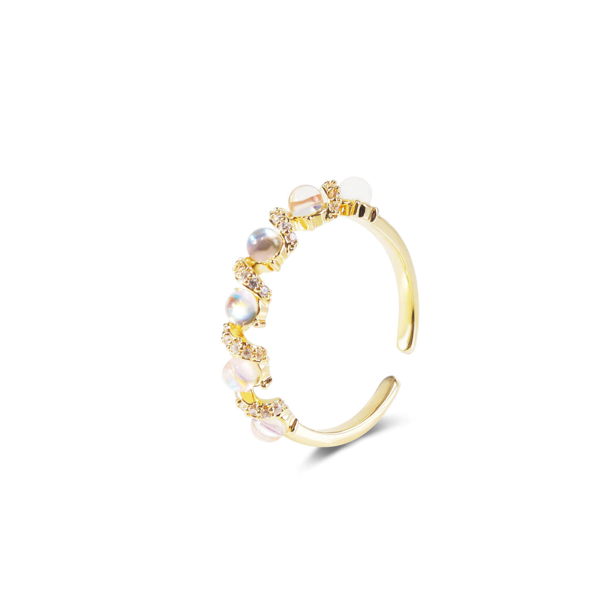 Adjustable-Ring-Aurora-Rhinestone Open-Ring 
