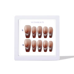 Fall-amber-French-cat-eye press-on-nails