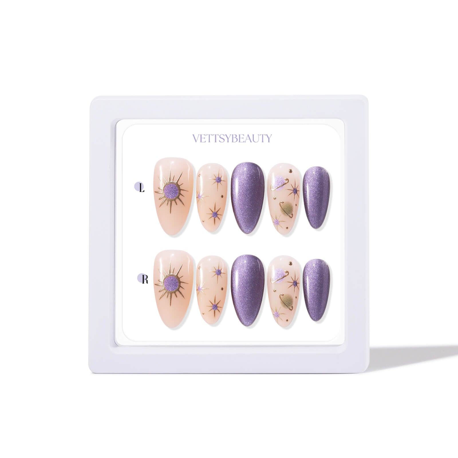 Purple-Galaxy-cat-eye-press-on-nails-set
