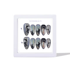 Rainbow-cat-magnetic-cat-eye-press-on-nails