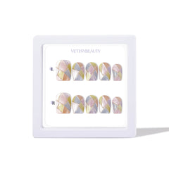 Stained-glass-chrome-cat-eye-press-on-nail-set-hand-show