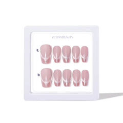 glazed-french-tips-chrome-cat-eye-press-on-nails-display