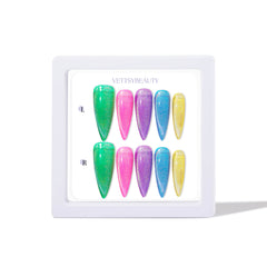 rainbow-cat-eye-neon-fake-press-on-nails-set