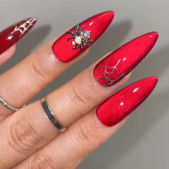 red-velvet-cat-eye-fake-nails-Halloween-red-spider-web-press-on-nails